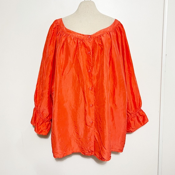 Vintage Tops - Vintage Silk Coral Blouse XXL